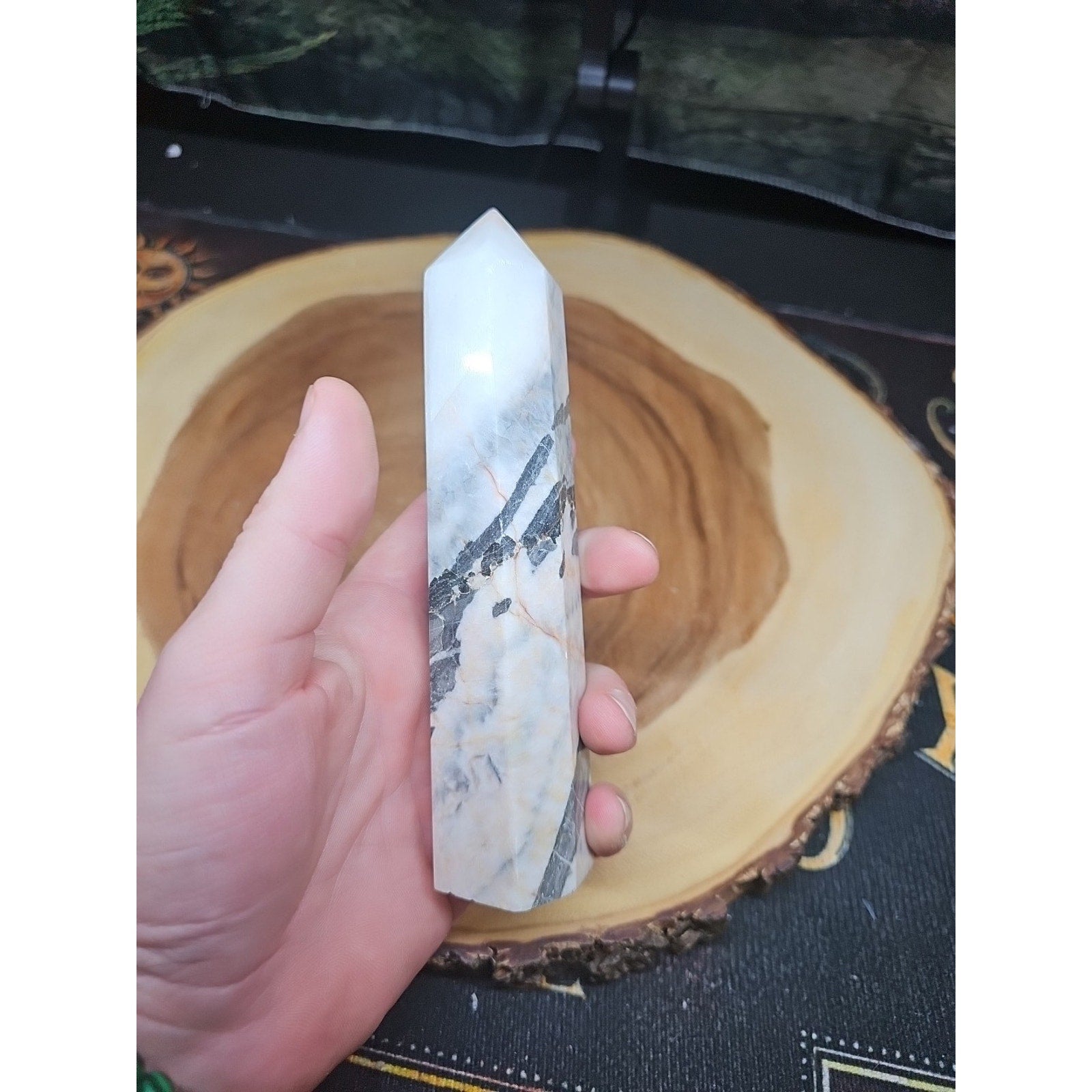 Zebra Stone Tower 347g 6.5in Tall
