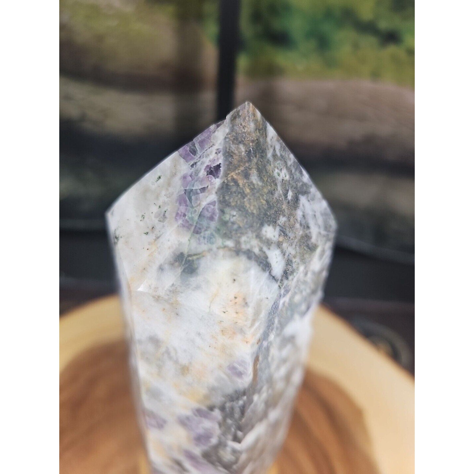 3.41LB 1Pcs Natural Rainbow Fluorite Quartz Crystal Point Tower Polished Healing