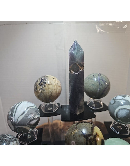 Load image into Gallery viewer, 10Pcs Natural Phantom Chevron And 3 different Ocean Jasper + Fluorite Tower.
