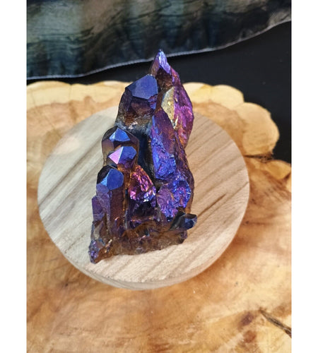 1.2lb Rainbow Aqua Aura Quartz Crystal Cluster Points Titanium Coating