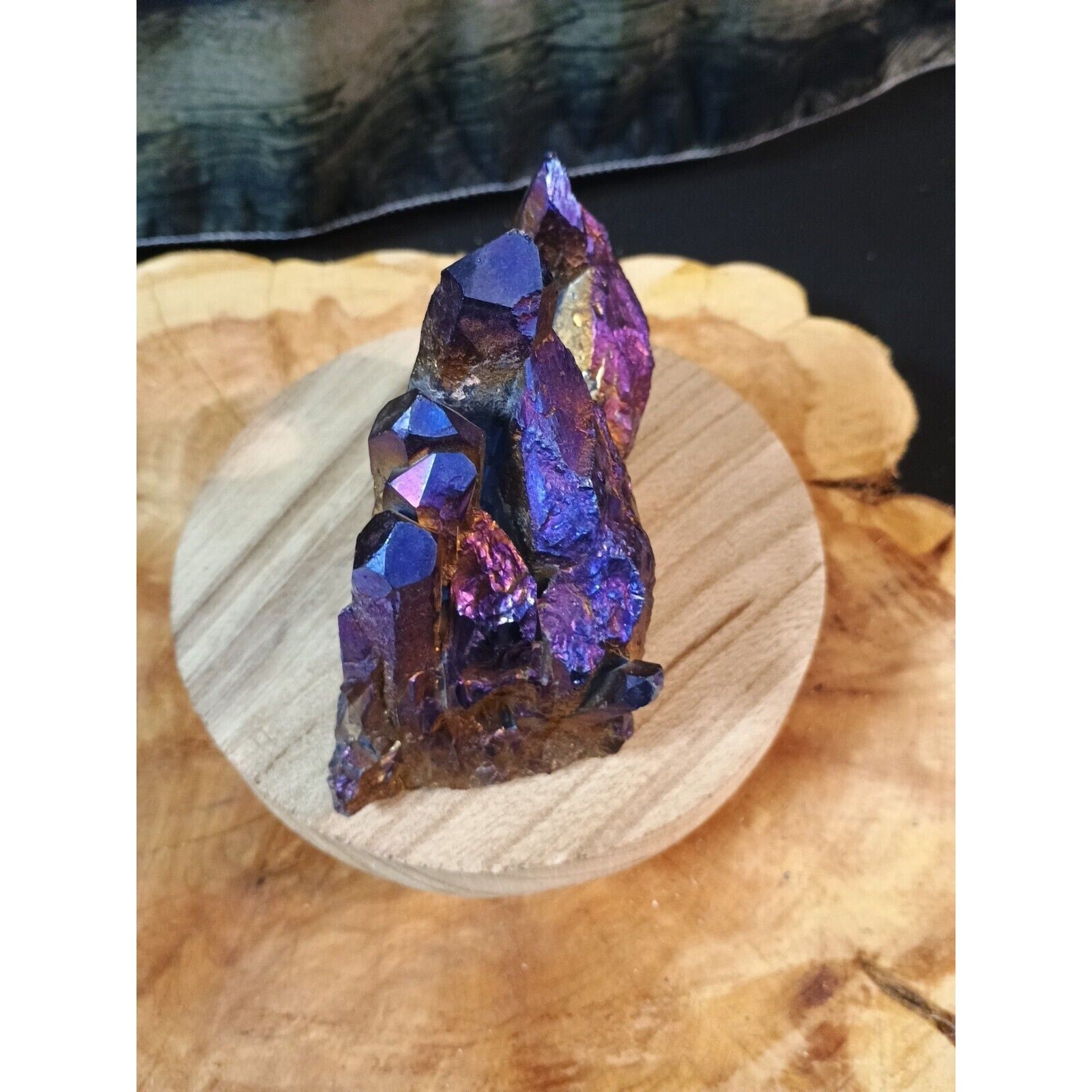 1.2lb Rainbow Aqua Aura Quartz Crystal Cluster Points Titanium Coating