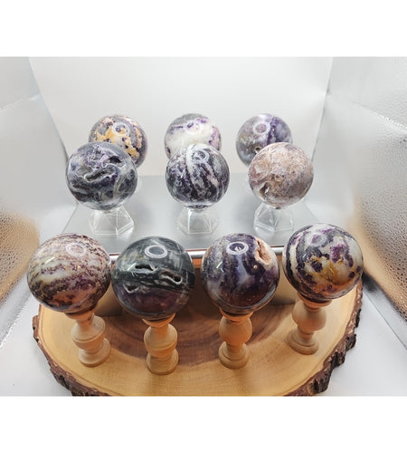 55mm To 65mm Natural Sphalerite Quartz Crystal W/wooden Stand 1 Each