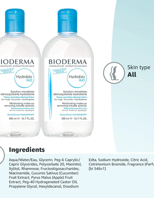 Load image into Gallery viewer, Bioderma - Hydrabio H2O Micellar Water - Face Cleanser and Makeup Remover - Micellar Cleansing Water for Dehydrated Sensitive Skin 33.4 Fl Oz (Pack of 1)
