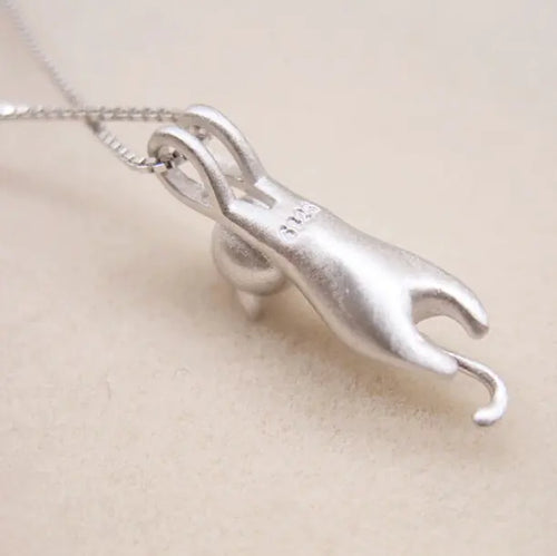 Load image into Gallery viewer, Silver Cat Pendant Necklace Jewelry
