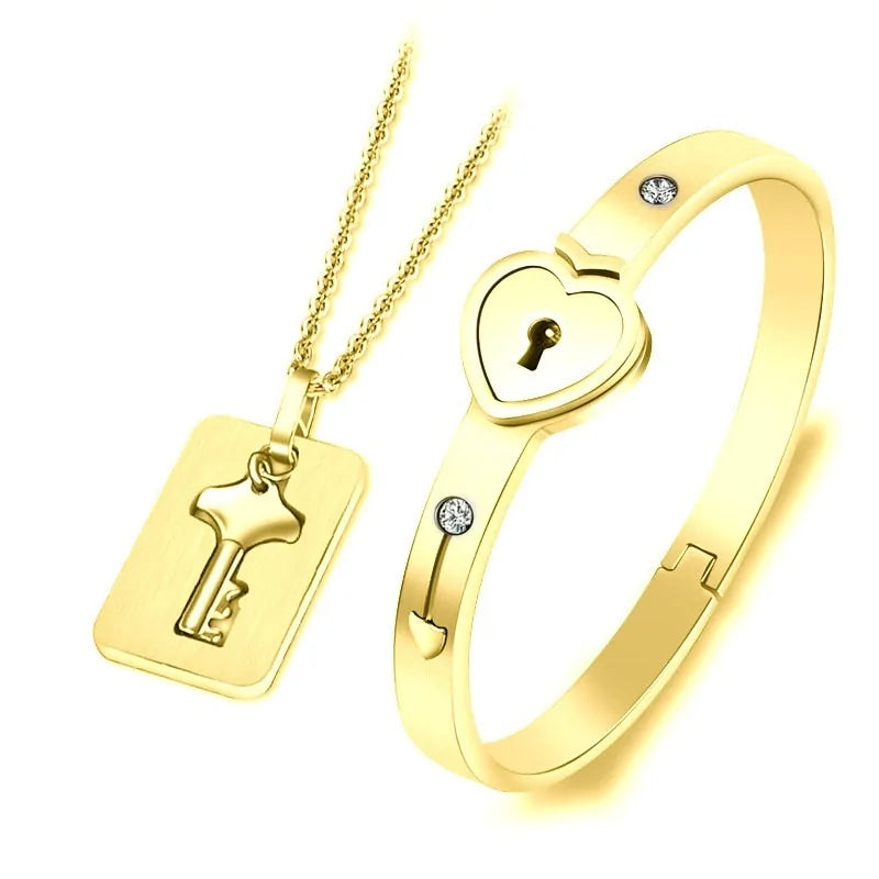 Titanium Steel Concentric Lock Key  Jewelry Set