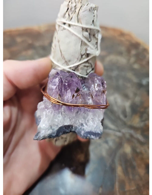 Load image into Gallery viewer, Sage wrapped crystal W/ Huge Amethyst Quartz Healing
