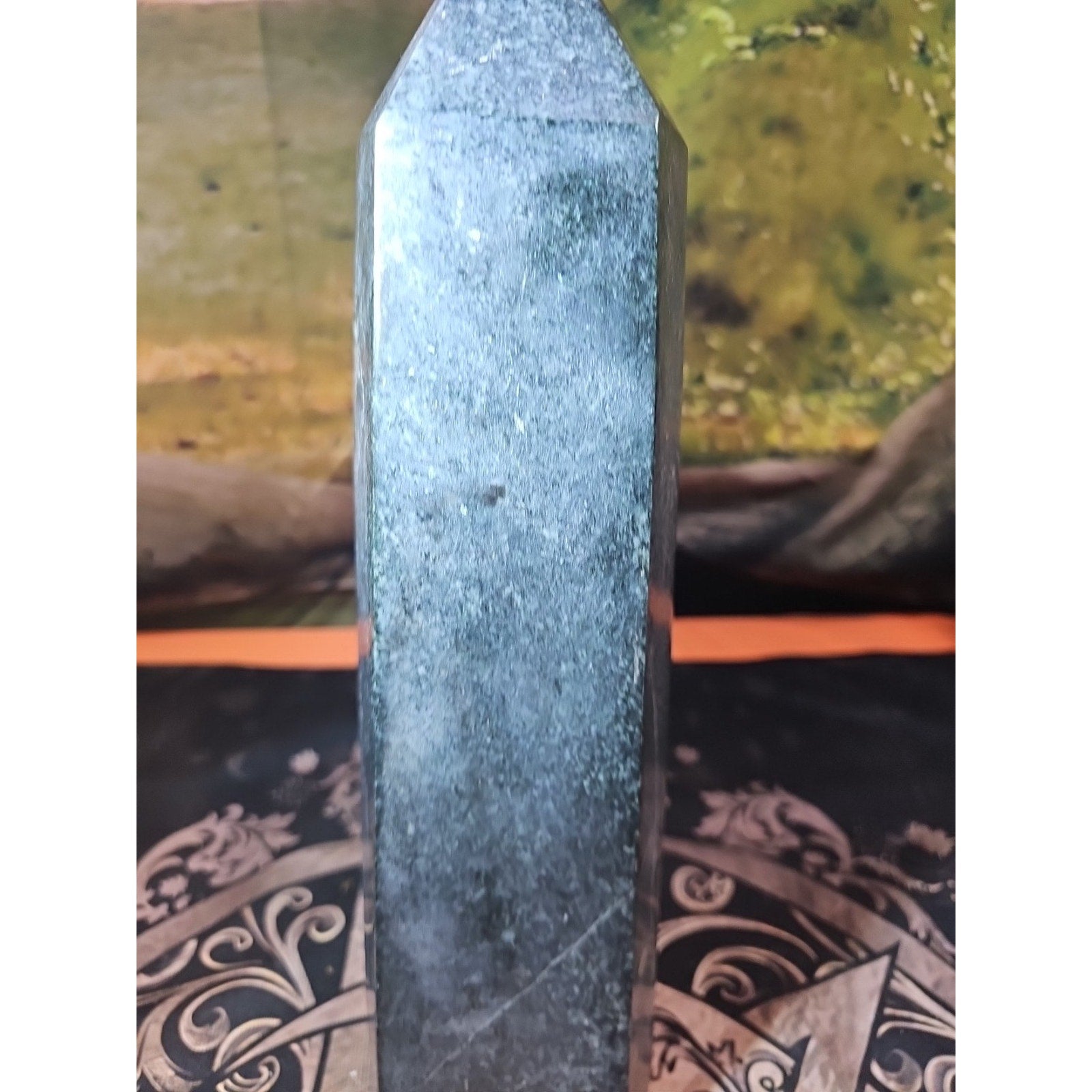 10.5LB 13" Natural Ancient Jasper Black Toumaline Crystal Tower Points Healing