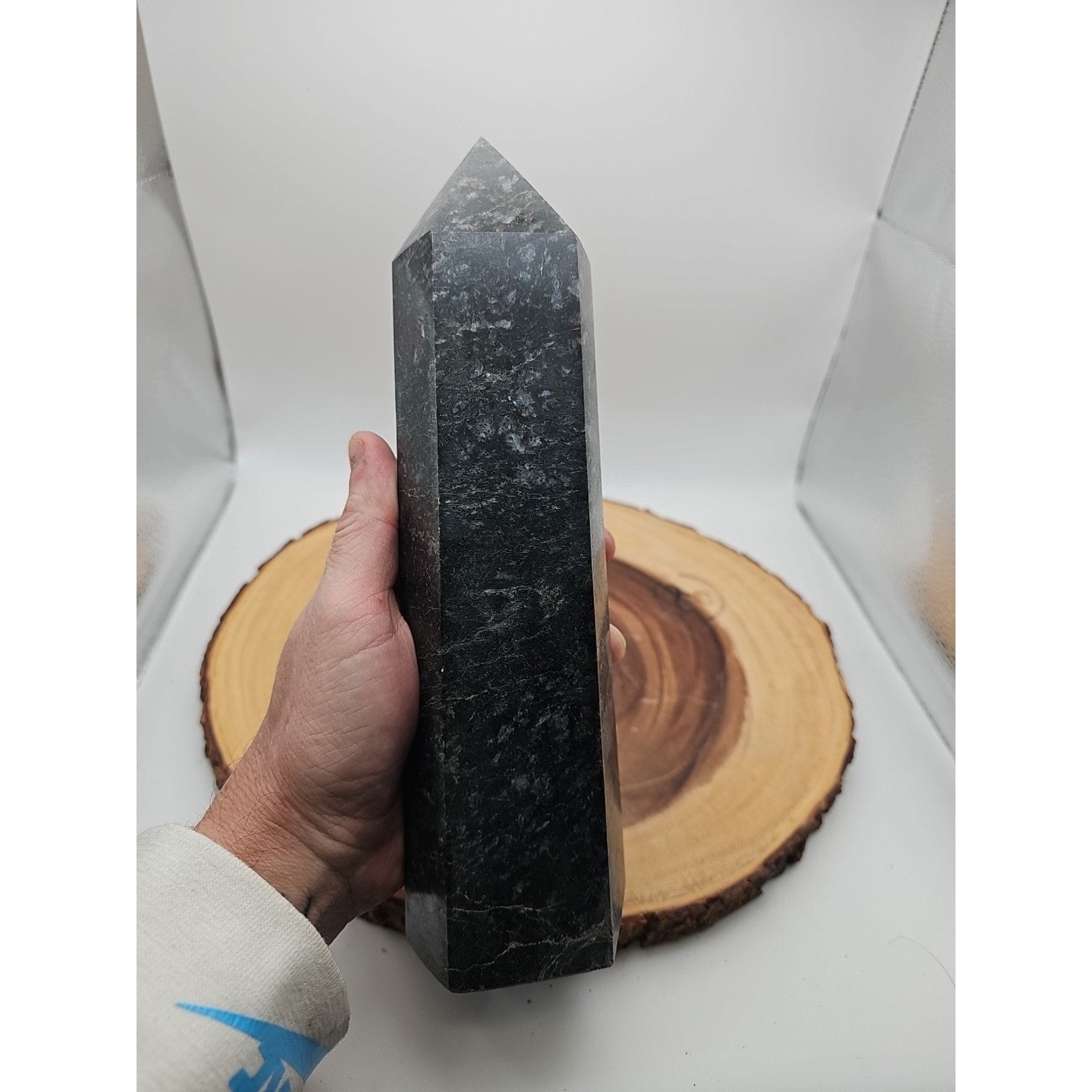 4.3lb Arfvedsonite Garnet Blue Flashes Crystal Point Tower Polished