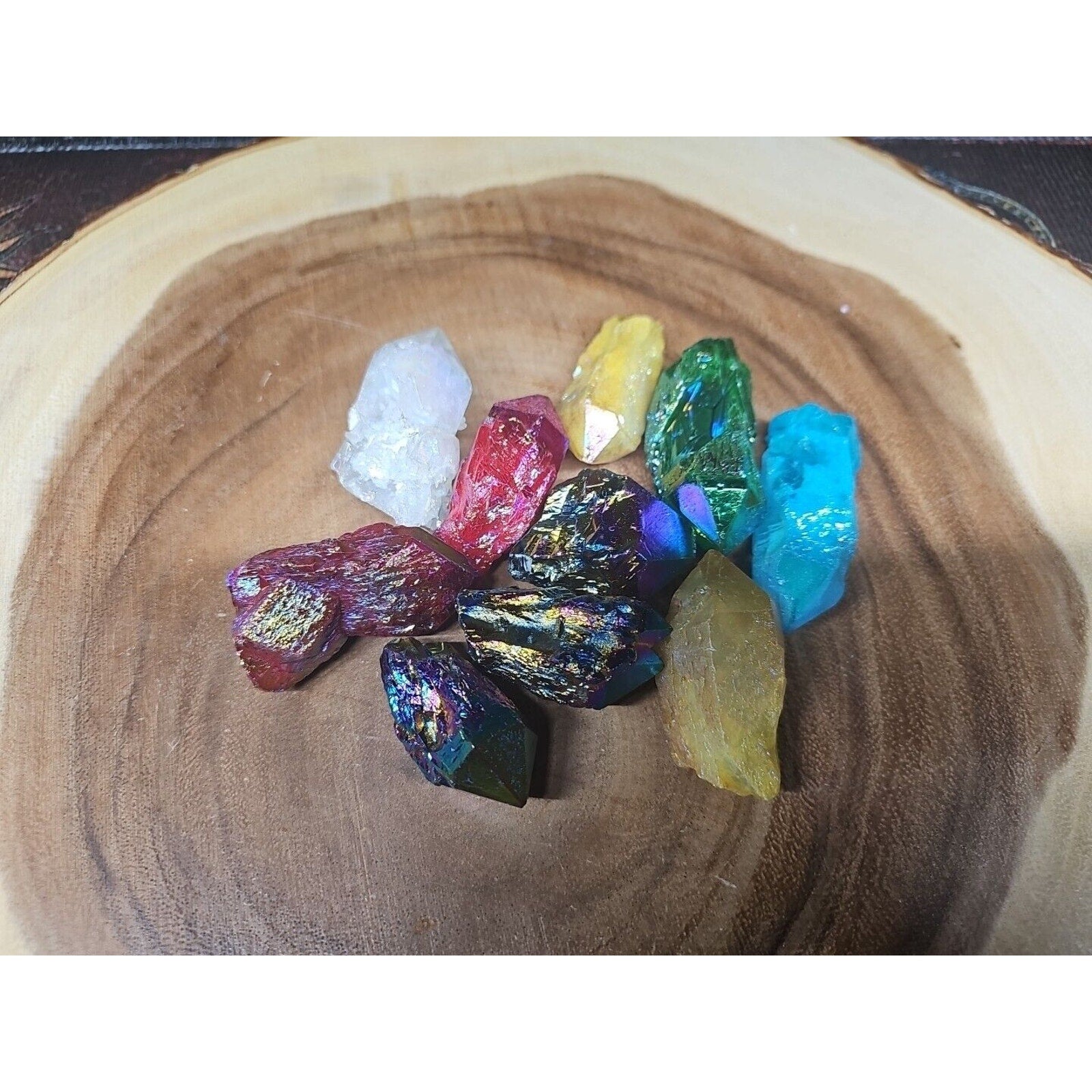 10Pcs .68lbs Rainbow Aqua Aura Quartz Crystal Points Titanium Coating B1