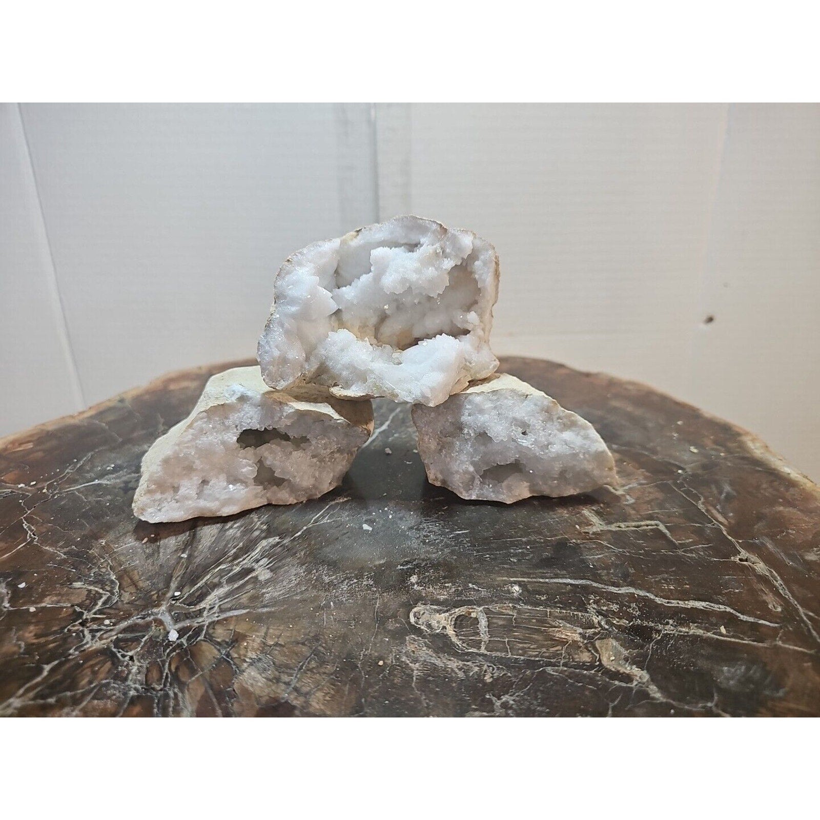 3pcs 1.85lbs Geode Crystal Moroccan Quartz