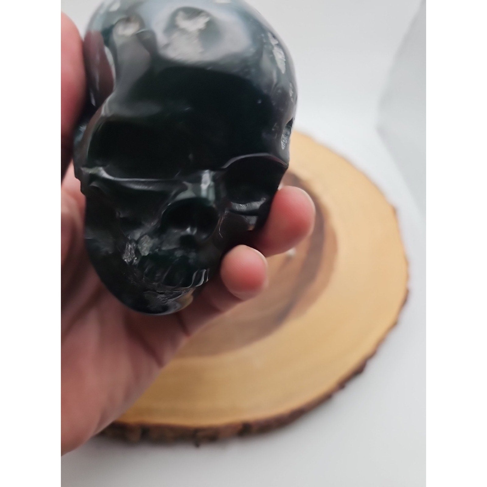 Moss Agate Skull 1.37lb