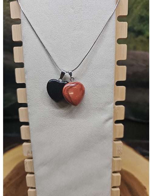 Load image into Gallery viewer, Pendant Necklace 16in Silver Chain Agate Heart
