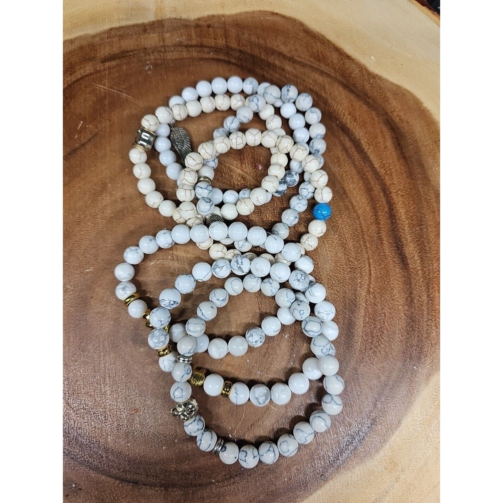 Natural Howlite Stone Bracelets 7pc Set