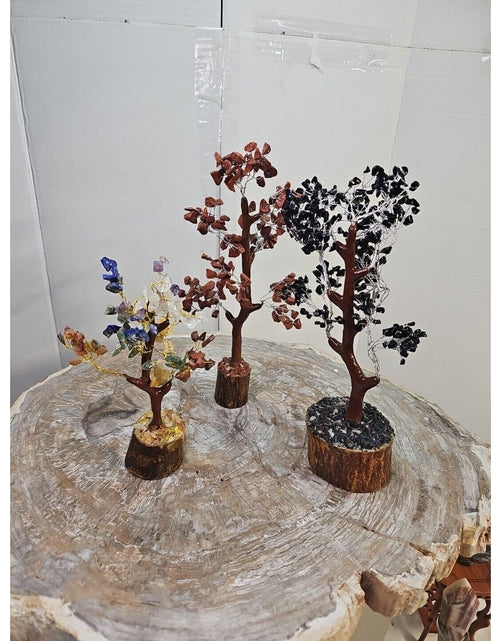 Load image into Gallery viewer, 3 Pcs 300 Carnelian+Amethyst+Crystal Gemstones Golden Branches Bonsai Tree
