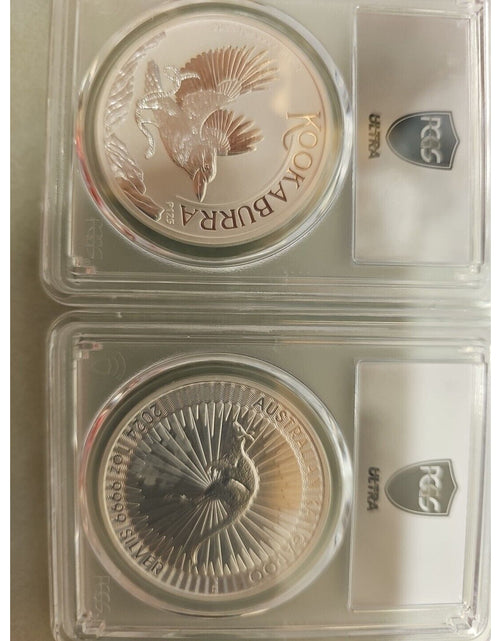 Load image into Gallery viewer, Ultra Breaks 2 coins Kookaburra &amp; Kangaroo MS70 9999 SILVER Pair
