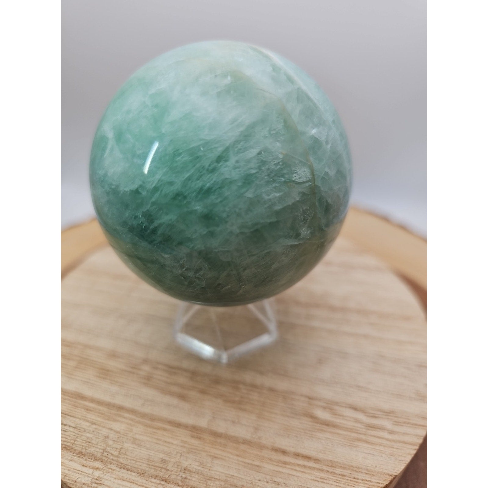 1.43lb Natural Rainbow Fluorite Quartz Crystal Sphere Ball Polished
