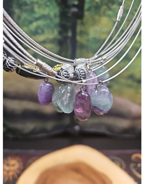 Load image into Gallery viewer, Natural stone 16in pendant necklace, stainless steel 10pc Wholesale lot
