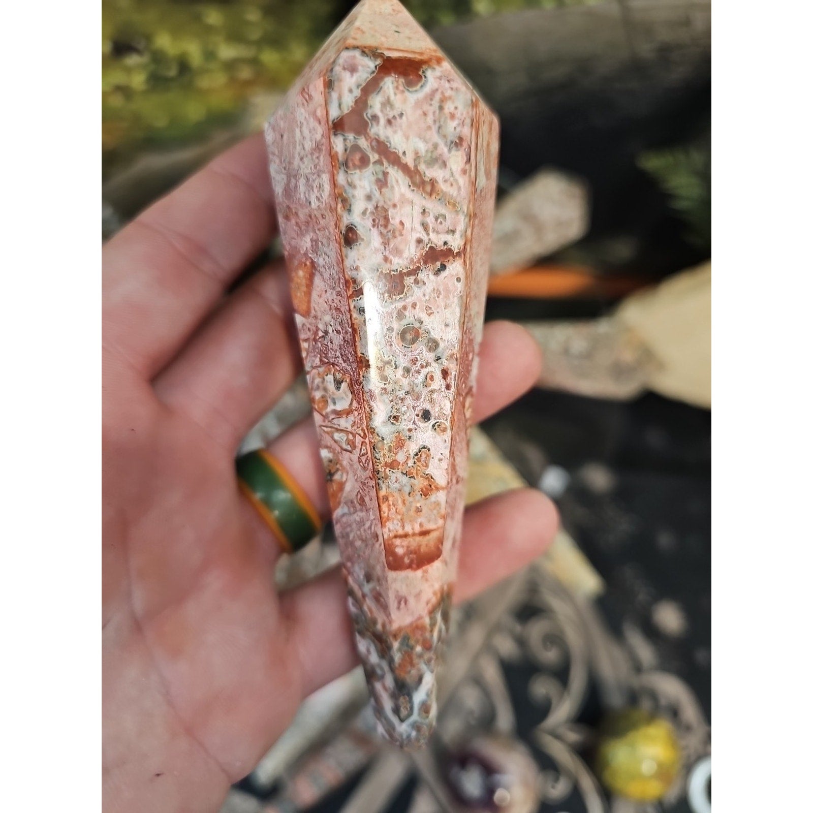 Natural Leopard Skin Jasper Crystal Scepter .40 Avg