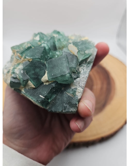 Load image into Gallery viewer, Raw Chunk Fluorite 1.27lb With Stand
