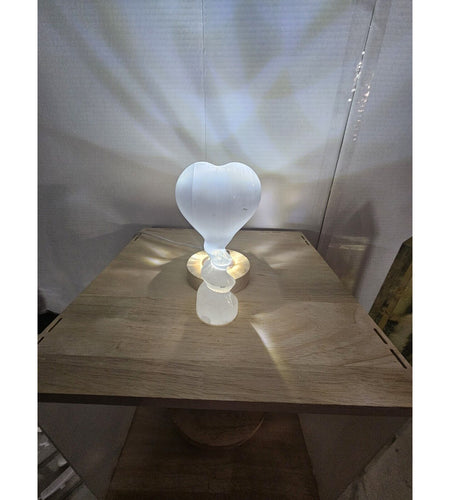 327g Natural Selenite Heart Gemstone Crystal Reik Healing Chakra Gypsum W/light