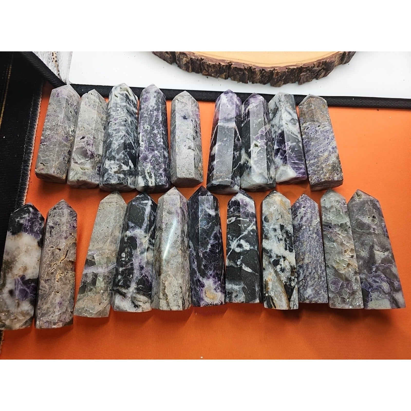 2Pcs Natural Rainbow Fluorite Quartz Crystal Point Tower Polished 4in Tall Avg