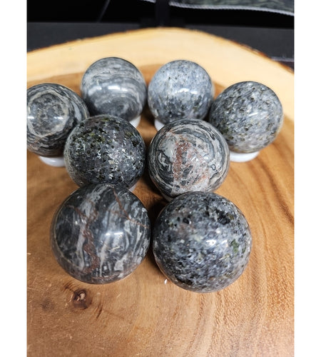 1each Natural Quartz Crystal Jasper Sphere Ball Healing 40mm W/ring Stand Random