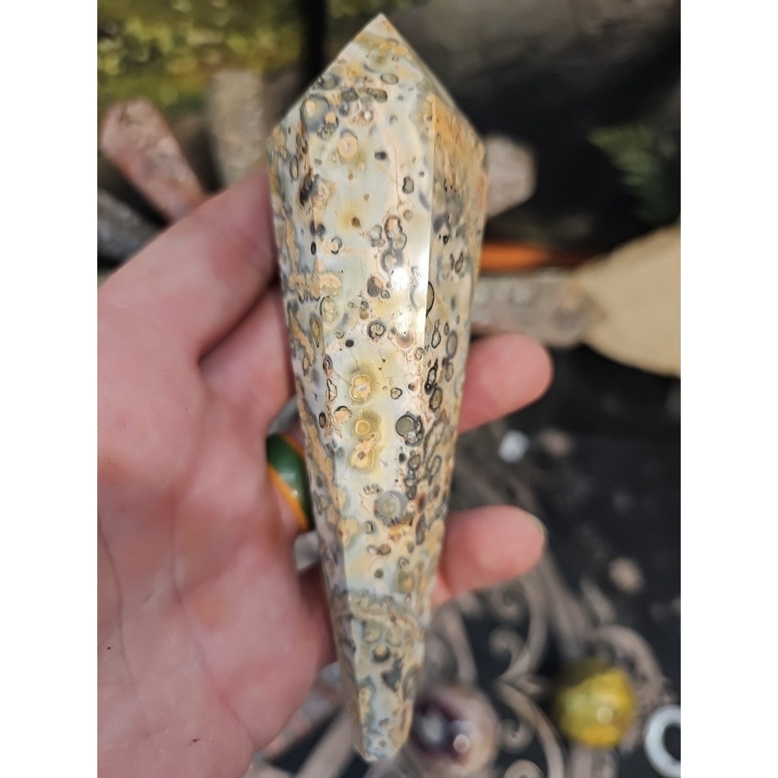 Natural Leopard Skin Jasper Crystal Scepter .40 Avg