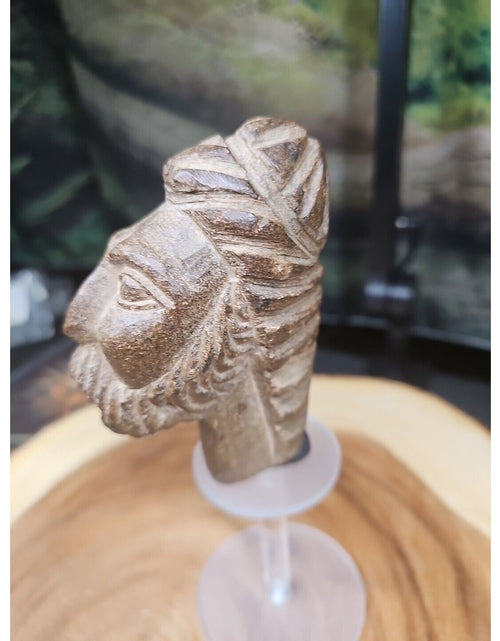 Load image into Gallery viewer, Vintage ABSTRACT STONE HEAD Sculpture Stone 1 lb W/Stand
