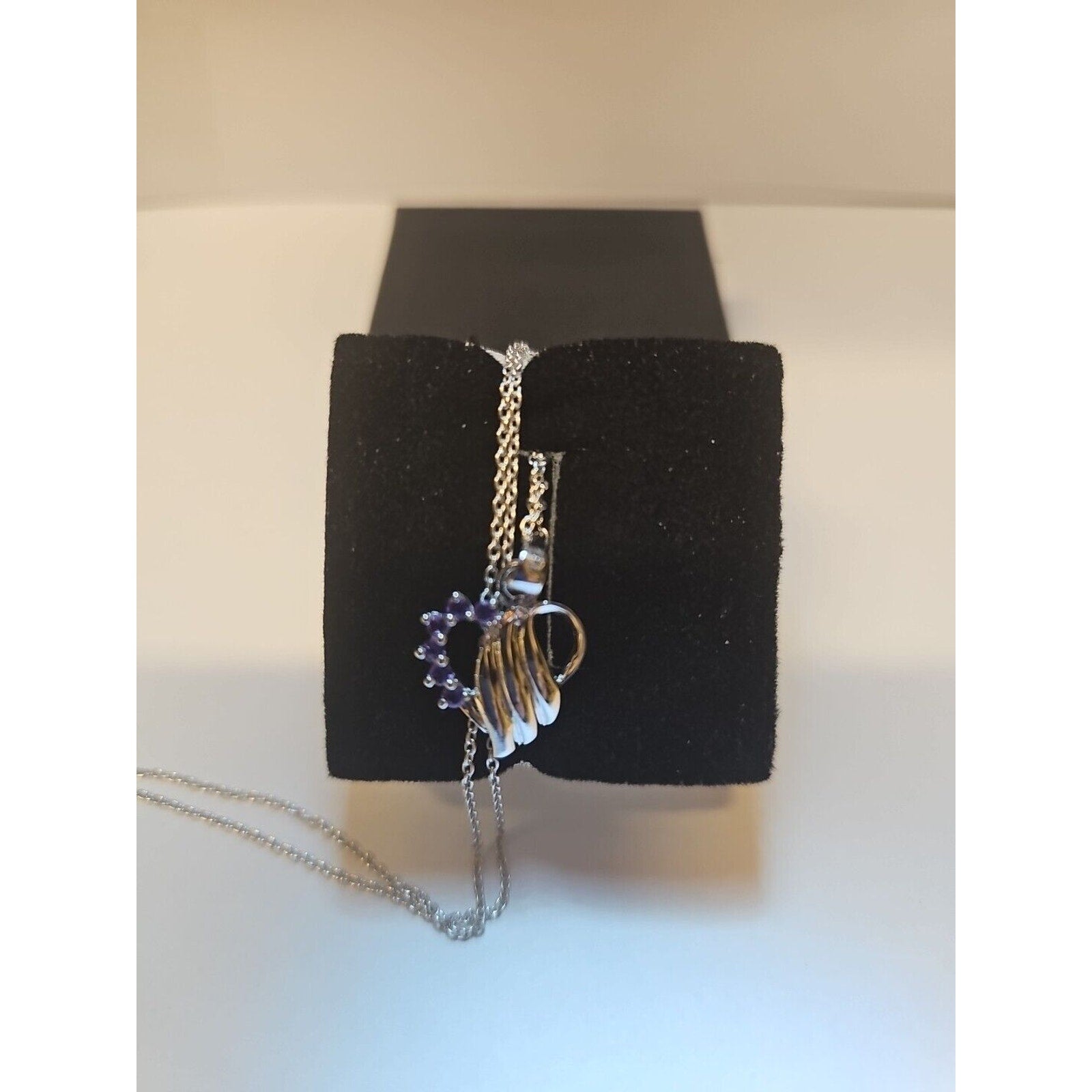 Amethyst Heart Necklace With 18in Sterling Silver Chain