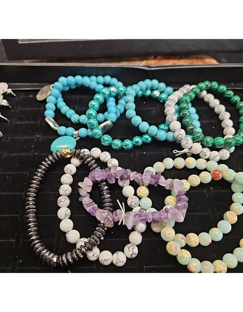 Load image into Gallery viewer, Ring And Bracket Lot 20 Rings Rose Quartz &amp; 10 Natural Stone Bracelets Reseller
