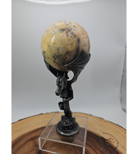 1.13lb 72mm Crazy Lace Agate W/Dragon Stand