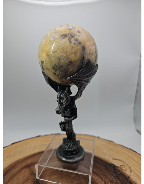 Load image into Gallery viewer, 1.13lb 72mm Crazy Lace Agate W/Dragon Stand
