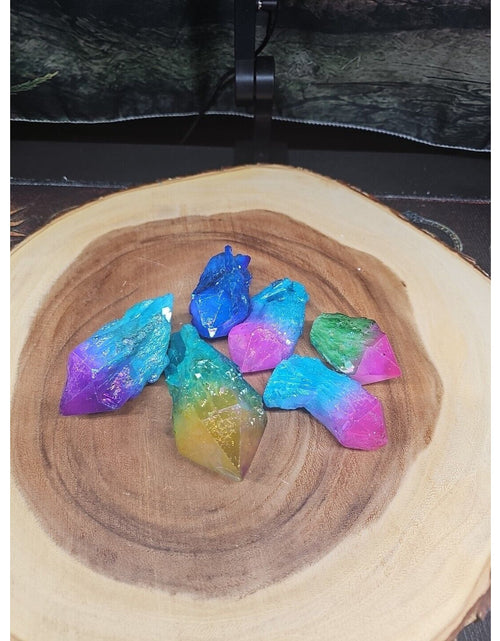 Load image into Gallery viewer, 6Pcs 1.41lbs Rainbow Aqua Aura Quartz Crystal Points Titanium Coating B2
