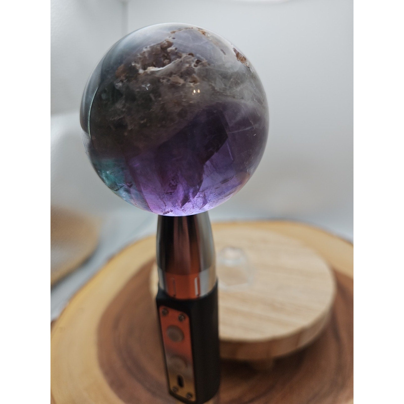 1.10lb Natural Rainbow Fluorite Quartz Crystal Sphere Ball Polished