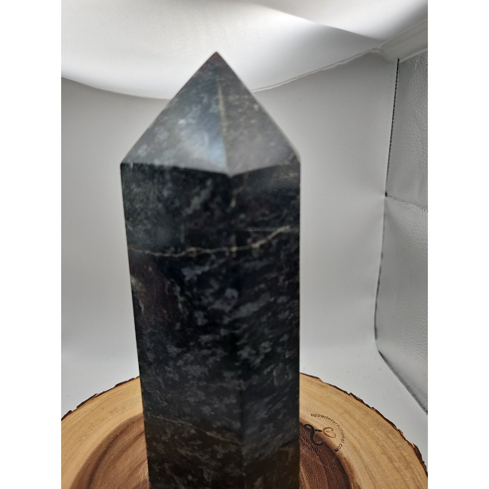 8.23lb Arfvedsonite Garnet Blue Flashes Crystal Point Tower Polished