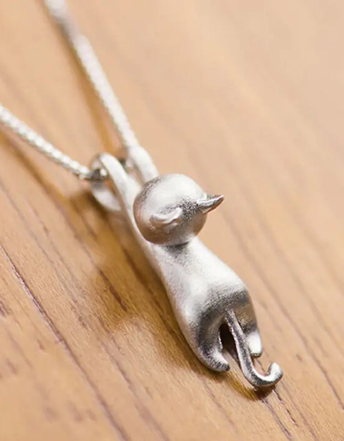 Load image into Gallery viewer, Silver Cat Pendant Necklace Jewelry
