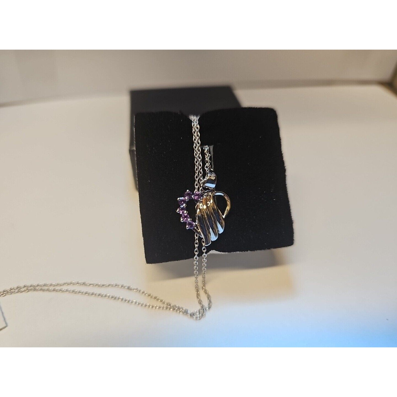 Amethyst Heart Necklace With 18in Sterling Silver Chain