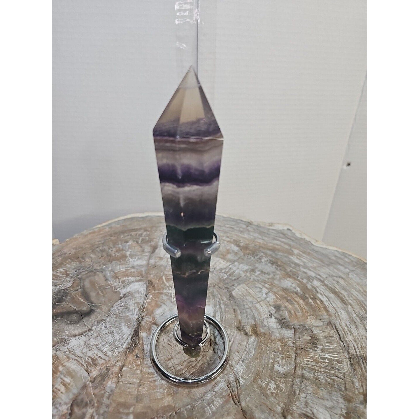 255g Fluorite crystal scepter 7in Long W/STAND