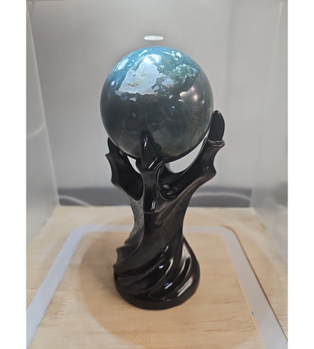 Agate Ball 871g Natural Water Grass With Stand Great Polished Sphere