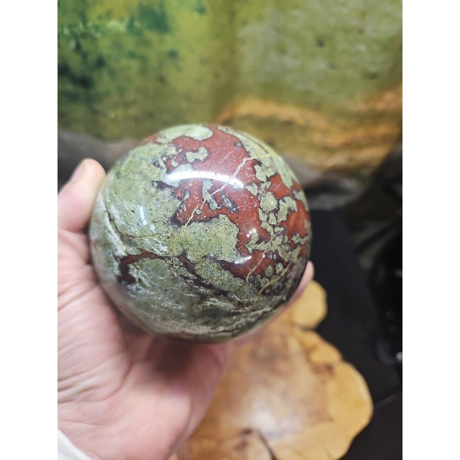 4.18LB Natural dragon blood stone quartz sphere crystal ball reiki healing 1900g