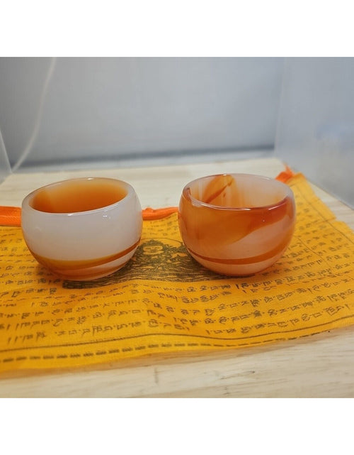 Load image into Gallery viewer, 2Pcs Manmade Art Agate Carnelian Quartz Crystal Tea Cup Carving Healing
