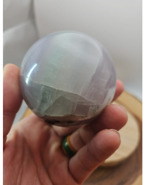 Load image into Gallery viewer, 1.17lb Natural Rainbow Fluorite Quartz Crystal Sphere Ball Polished
