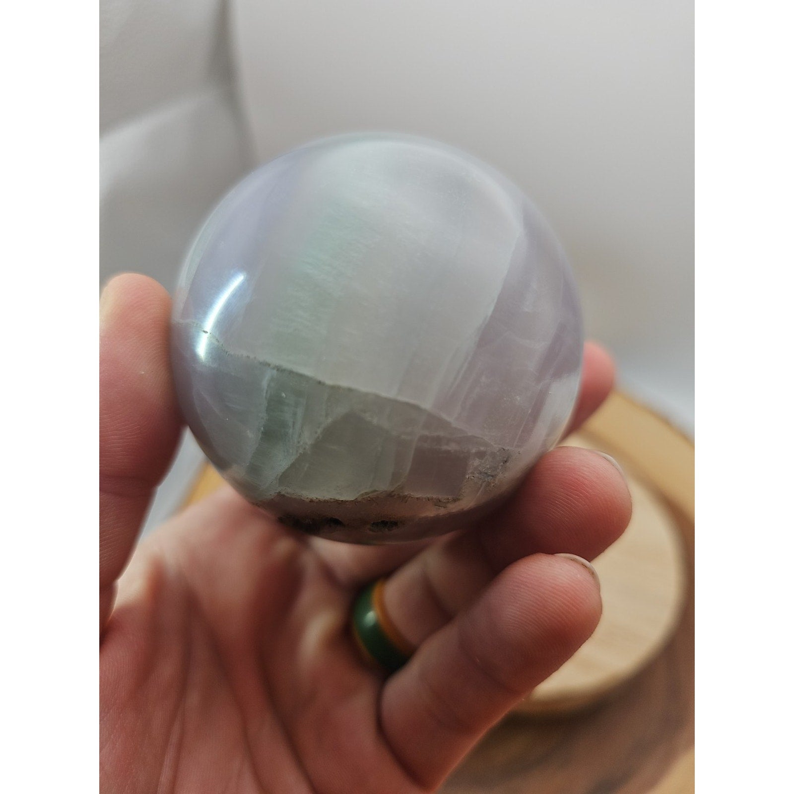 1.17lb Natural Rainbow Fluorite Quartz Crystal Sphere Ball Polished