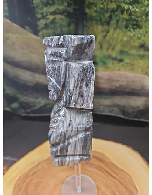 Load image into Gallery viewer, Carved Onyx Stone Aztec Mayan Tiki Sculpture 7in Tall 4lbs
