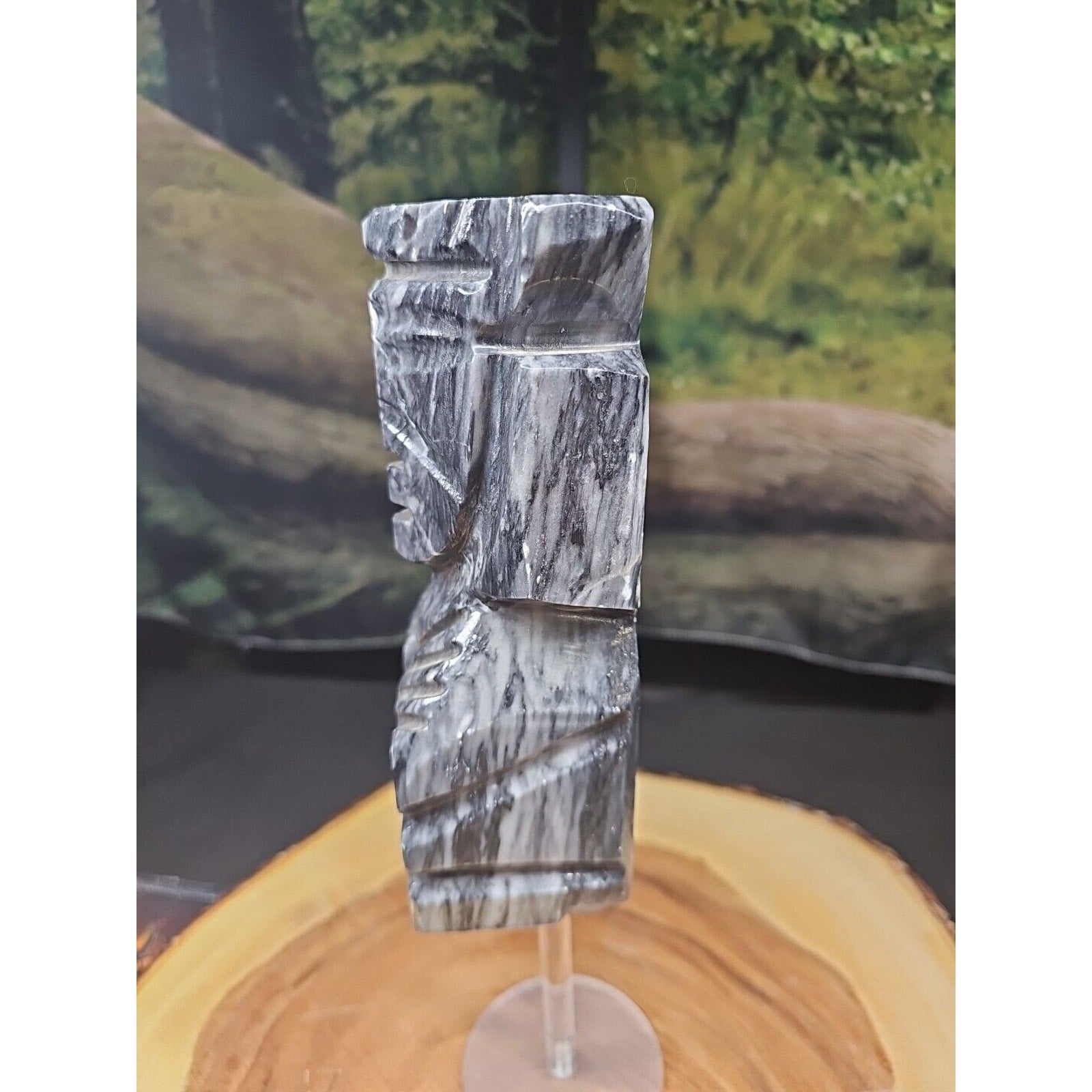 Carved Onyx Stone Aztec Mayan Tiki Sculpture 7in Tall 4lbs