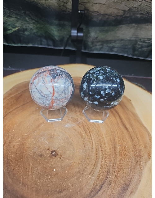 Load image into Gallery viewer, 2Pcs A Set Of Natural Quartz Crystal Jasper Sphere Ball Polished 50-60mm &amp;stand
