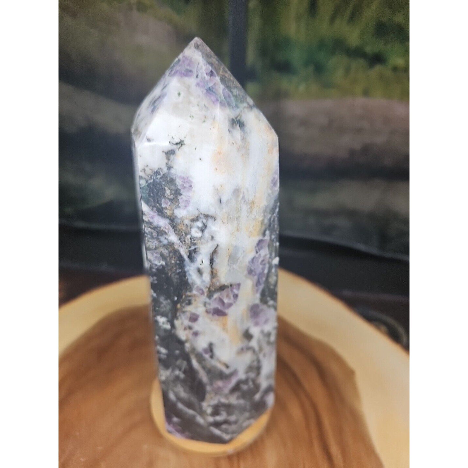 3.41LB 1Pcs Natural Rainbow Fluorite Quartz Crystal Point Tower Polished Healing