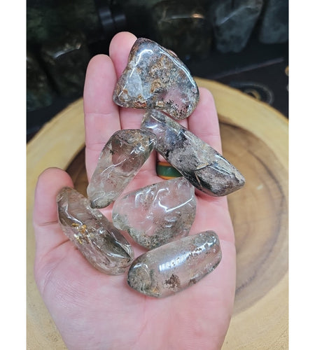 1Pcs XL Natural Phantom Ghost Clear Quartz Crystal Stone Tumble Brazil