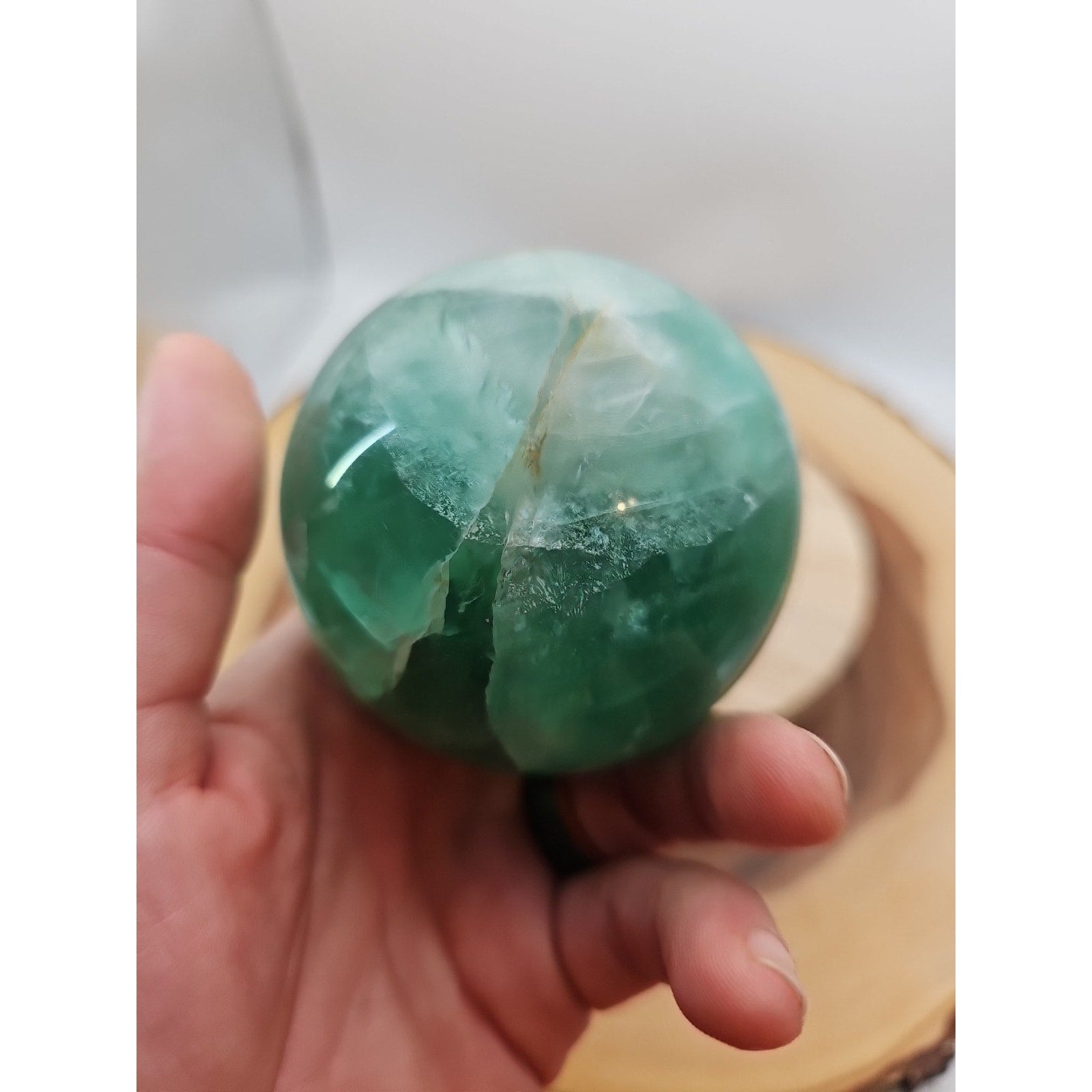 1.59lb Natural Rainbow Fluorite Quartz Crystal Sphere Ball Polished