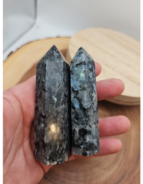 Load image into Gallery viewer, 1 Pair Larvikite Tower .42lb 3.5in Tall
